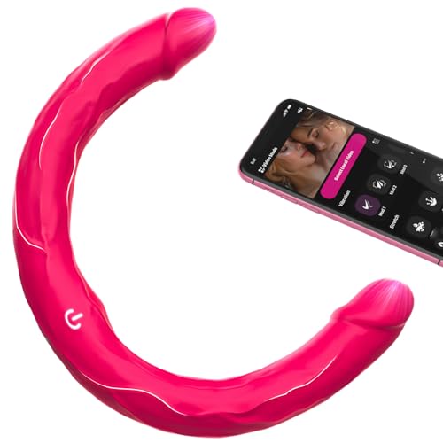 Double Dildo Vibrator Sex Toys: Double Sided Long Dildo with Realistic Glans and Veins Lesbian Sex Toys Vibrating Strapless Dildos Silicone G Spot and Anal Vibrator with 10 Vibration for Women Couples