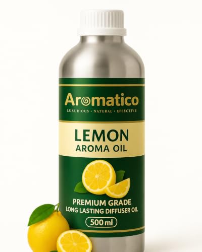 Image of AROMATICO Lemon Diffuser Oil with Strong, Long-Lasting Aroma for Homes, Offices & Showrooms | For Aromatherapy, Diffusers, Air Purifiers, Vaporizers - 500ML