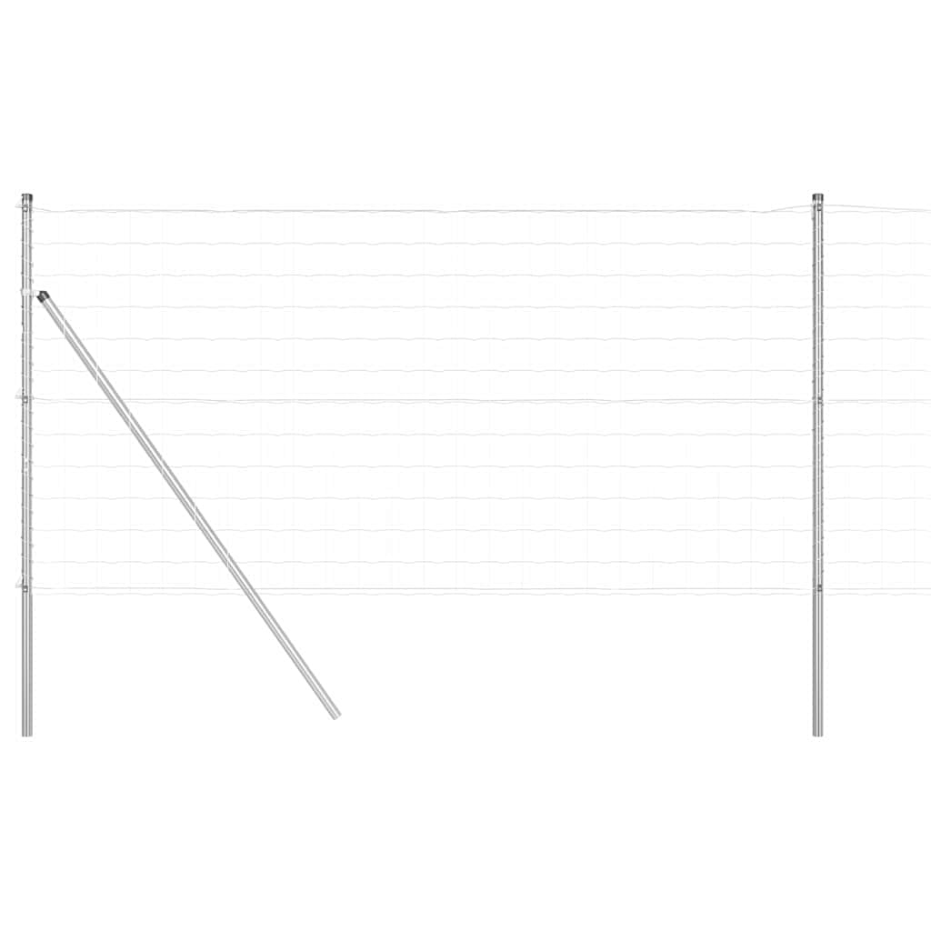 Garden Fence with Posts Silver Steel PVC Outdoor Boundary Panel Set 1x25m Weather Resistant Customizable