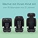 Bebeconfort Ever & Go i-Size, Mitwachsender Kindersitz 9-36 kg, 15 Mon. bis 12 J., 76-150 cm, Klappbarer Kinderautositz, Kompakt + Leicht (6 kg), 15 Kopfstützenpositionen, Full Black