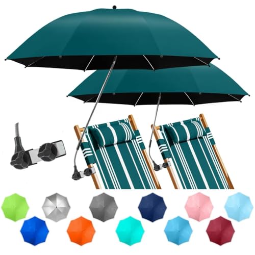 Image of 2 PACK Beach Umbrella with Clamp, 360 Adjustable Umbrellas for Chair, UPF50+ Umbrella for Beach Chair, Patio Chair, Wheelchair, Camping Chair, Golf Carts (Chair Not Included)