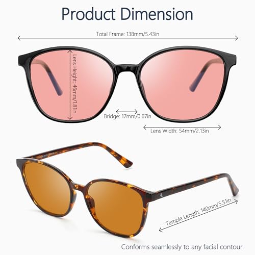 Image of Fluorescent-41 Pink Tinted Blue Light Blocking Glasses for Migraine, Light Sensitivity, Photophobia JF5002