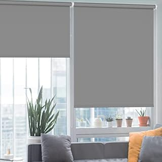 HIDODO Thermal Roller Window Blinds, Blackout Roller Blinds for Windows, Waterproof Fabric Blinds UV Protection Fit Bedroom, Living Room, Bathroom, Kitchen and Doors, 66 x 183 cm, Grey