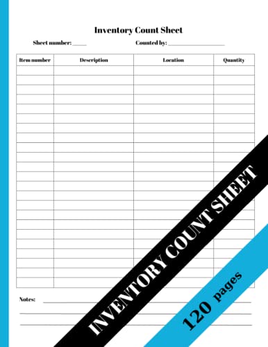 Inventory Count Sheet: Organizer for Quantity Tracking - logbook with inventory spreadsheet pages – Undated, A4