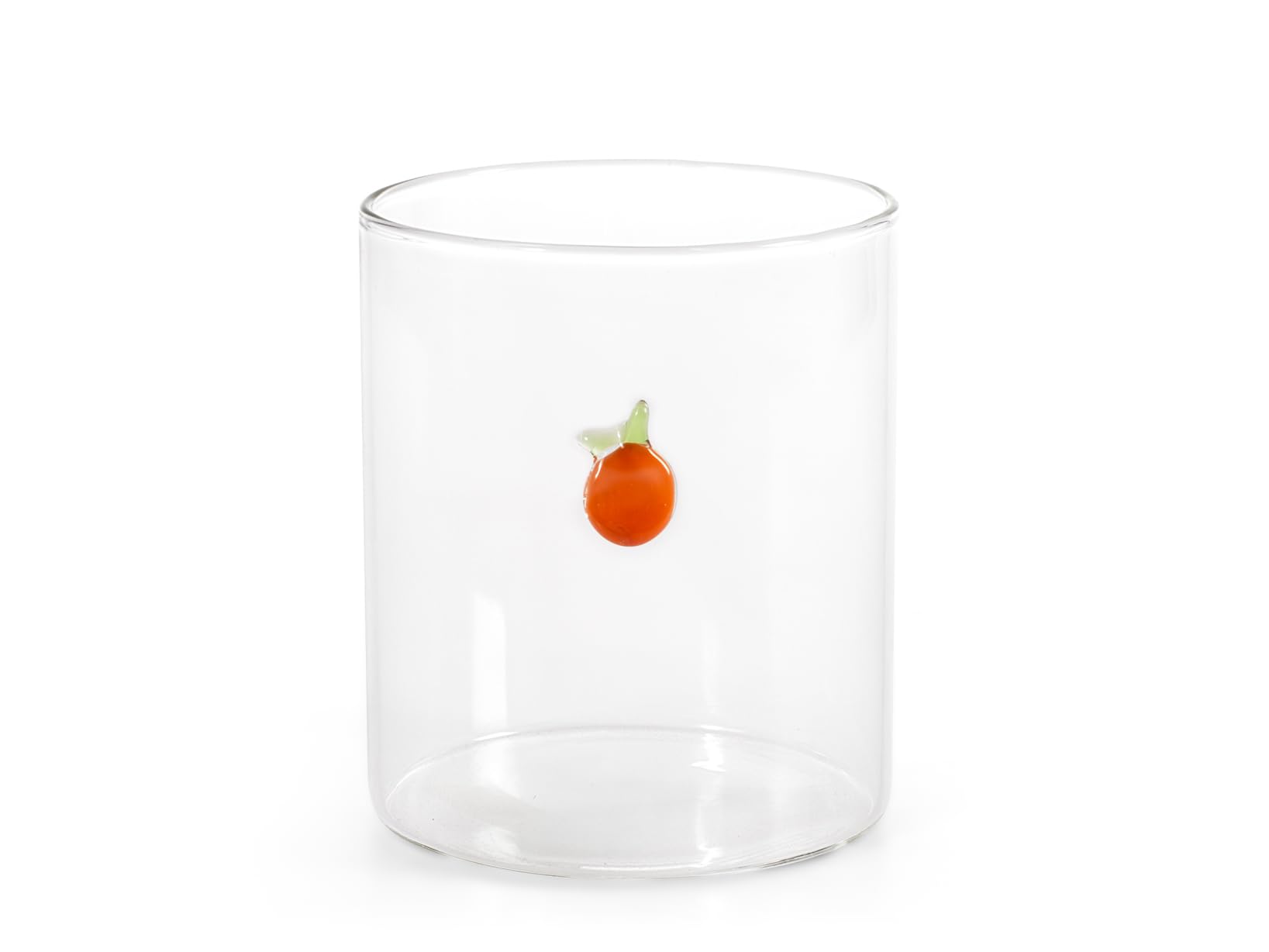 H&H, Set 6 Bicchieri in Vetro Borosilicato 42 cl con Miniature Fruttate Esterne – Ciliegie, Fragola, Uva, Limone, Pesca, Ananas – Lavabili in Lavastoviglie