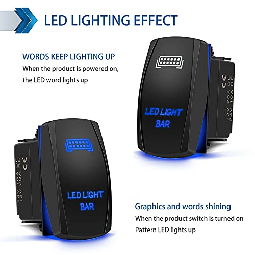 Blue Led Light Bar + Rear Lights Toggle Rocker Switches Compatible For Car Truck Atv Utv Polaris Ranger Rzr Turbo Can Am Commander Sxs 4X4 (Combo Package) #TOP4
