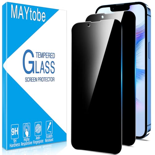 MAYtobe 2 Unidades Protector de Pantalla Privacidad para iPhone 13, 13 Pro, iPhone 14, Cristal Vidrio Templado Anti Espía, Antiarañazos, Sin Burbujas, Dureza 9H, Ultra Resistente