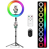 💕💕【3 dimmbare Lichtmodi und 12 Helligkeit】 Das LED-Ringlicht hat 3 helle Farben: warmes Weiß, neutrales Weiß und kaltes Weiß. Die Temperatur jeder Lichtfarbe beträgt 3000K bis 6000K und kann auf 12 verschiedene Helligkeiten eingestellt werden. das hilft Ihnen, eine ideale Umgebung ohne schmeichelhafte Schatten zu schaffen. Ob es sich um eine Party, ein Konzert oder ein Familienessen handelt, es kann perfekt zugeschnitten werden.