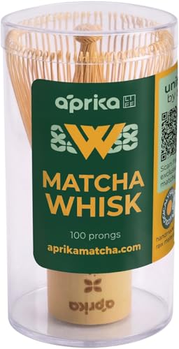 Aprika Life Matcha Whisk, Bamboo 100 Prong Chasen for Matcha Powder, Japanese Tea Ceremony Tool for Latte Drinks