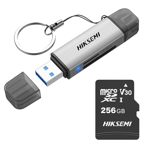 HIKSEMI microSD�J�[�h 256GB�{USB�J�[�h���[�_�[ �Z�b�g UHS-I U3 V30 A1 Class10 �ő�92MB/s SD�ϊ��A�_�v�^�t USB-A/USB-C�Ή� �ʐ^�E����f�[�^�]�� Switch�E�J�����E�h�����R �p�\�R��