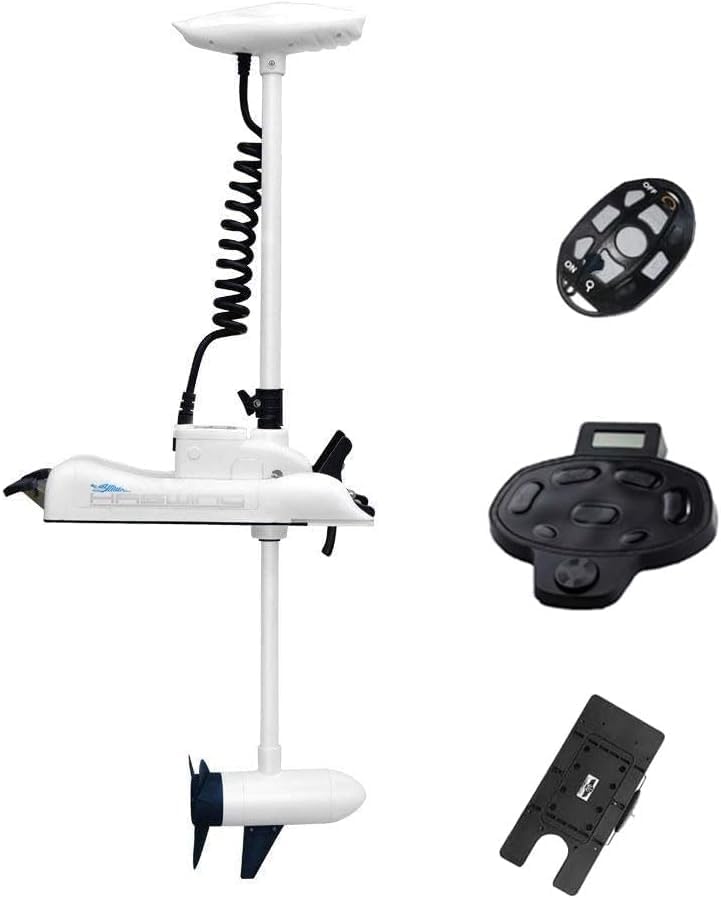 AQUOS Haswing CaymanB Bow Mount Trolling Motor with Wireless Remote & Wireless Foot Control, Quick-Release- 55 Lb. Thrust, 54 in. Shaft, Saltwater & Freshwater