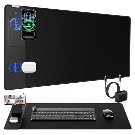 Wireless Charging Mouse Pad with Magnetic Phone Stand, 31.5"x15.8" Large
