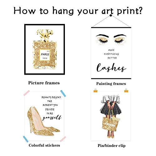 Gorgeous Fashion Wall Art Fashion Wall Decor Gold Bedroom Decor Girls Room Decor Bathroom Wall Decor Art Poster Perfume High Heels Poster Print Fashion Women Wall Decor (8X10 In Unframed, Black Gold) #TOP4