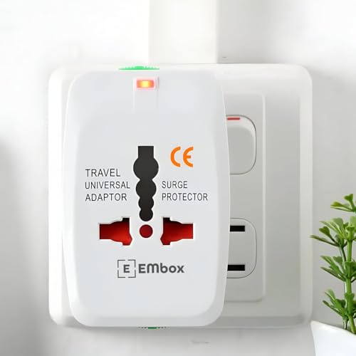 Image of Embox Universal Charger Adapter 224+ Countries Support Travel Adapter International All in One Worldwide International Travel Adapter (White)