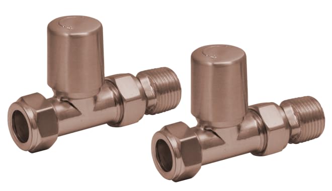 Brushed Bronze Straight Towel Rail Valves Bathroom Radiator Towel Rail Valves Central Heating (Pair) 1/2" BSP