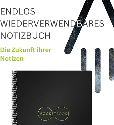 image for Rocketbook Core Reusable Spiral Notebook, Executive Size 6x8.8, Black 