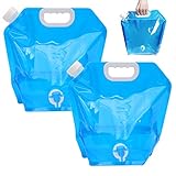 [Satisfacción en el viaje] 2 x 10L / 4 x 10L Práctico depósito de agua – plegable y ultraligero, para un fácil almacenamiento y transporte, la bolsa de agua se puede reutilizar durante mucho tiempo. El bidón plegable portátil puede contener hasta 10 L de agua.