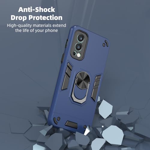 Image of Armor OnePlus Nord2 5G Defender Case | Rotating Ring Holder & Kickstand in-Built | Military Grade Armor | 360 Degree Protection Back Cover for OnePlus Nord2 5G (Blue)