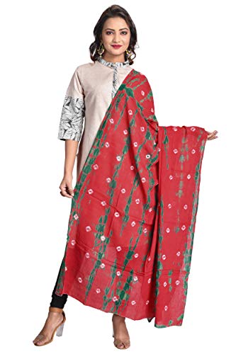 Image of Women's Pure Cotton Multi-Colored Traditional Authentic Tie Dye with Bandhej Bandhani Dupatta Chunni
