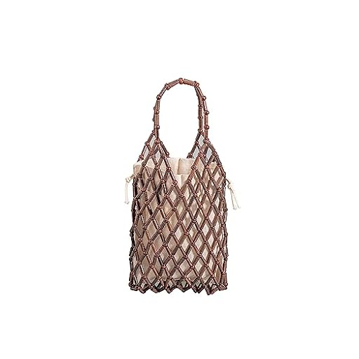 CORIOS Tejidos a Mano para Mujer Bolso Tote para Estilo Boho Tejido Bolsos de Playa Madera Abalorios Bolsa de Cubo Bolsos de Verano Calado Bolso de Mano para Vacaciones Fiesta Citas Café | Ya disponible en tu tienda friki favorita! En mundofriki.es!