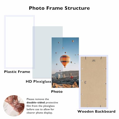Image of JCJMY 9x16 Picture Frame White for Wall Hanging, Wall Mounting Horizontally or Vertically, 9 x 16 Wall Gallery Poster Photo Frame with Shatter Resistant Plexiglass, White
