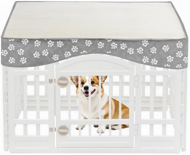 Cobertura de Tela para Cercadinho de Cães MJFSGYO, para 4 Painéis de 91,44 cm, Cinza