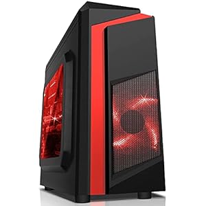 Fast Gaming PC Computer Bundle Intel Core i5 16GB 1TB 256GB SSD Win10 GT710 WiFi Windowed Side Panel Red LED Fans (8GB…