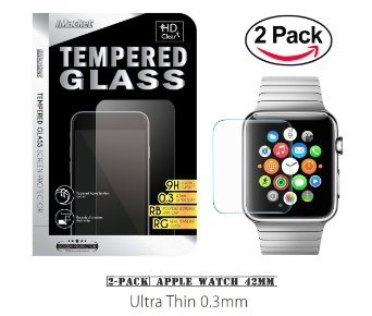 42mm Apple Watch Tempered Glass, (2-Pack) iMacket Ultra Clear Tempered Glass Screen Protector for iWatch Apple Watch 42mm