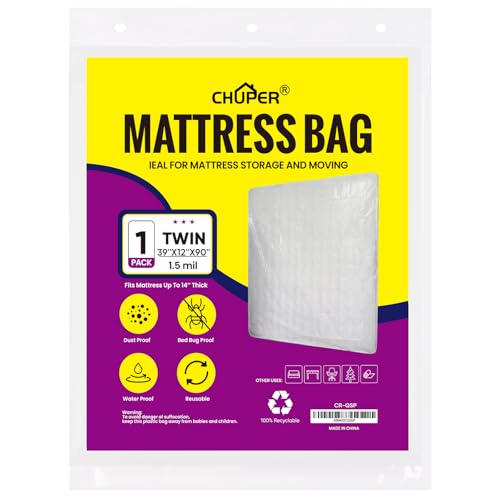CHUPER Twin Mattress Bags for Moving and Disposal Plastic Mattress Protector for Storage Waterproof Mattress Cover TearResistant Mattress Wrap Home Storage Moving Supplies