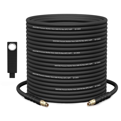 OHAYORI 15M Manguera Flexible de Alta Presión para Hidrolimpiadora Kärcher K2 K3 K4 K5 K6 K7, 220 Bar, Repuesto Resistente Desgaste, Accesorios Extensión Conexión Rápida Tipo Click para Lavado Coches