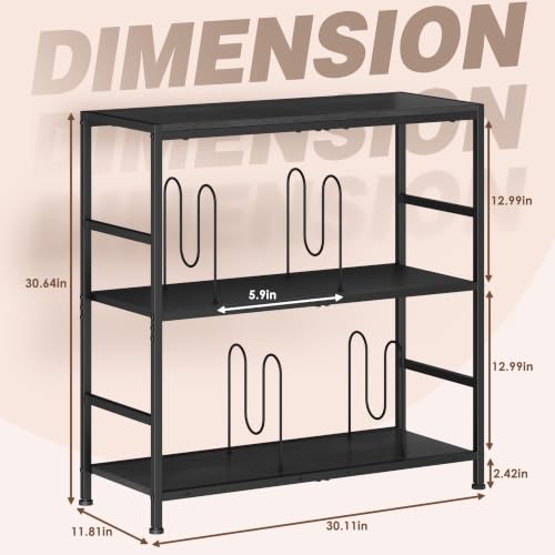 Sonyabecca 3-Tier Record Player Stand with Vinyl Storage, Black #TOP14