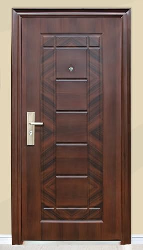 Porta Blindata Di Casa Moderna Portone Marrone Effetto Legno Con