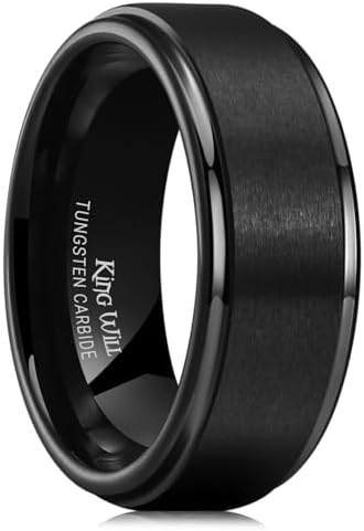 King Will Glory Basic 8mm Rose Gold/Brown/Silver/Black Plated Tungsten Carbide Ring Wedding Band Matte Finish Comfort Fit
