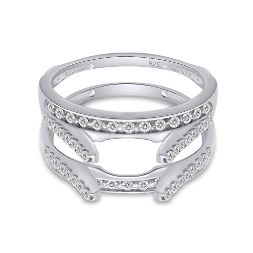 SAVEARTH DIAMONDS 0.45 CT Round Cut Lab Created Moissanite Diamond Combination Cathedral and Classic Enhancer Ring Guard In 14K Gold Over Sterling Silver For Women(VVS1 Clarity 0.45 Cttw)2