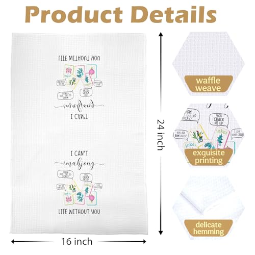 Image of Funny Mahjong Kitchen Towels - Mahjong Gifts Decorative Waffle Dish Towels, Funny Mah Jong Hand Towel, Hostess Gifts Tea Towel, 16x24 Inch