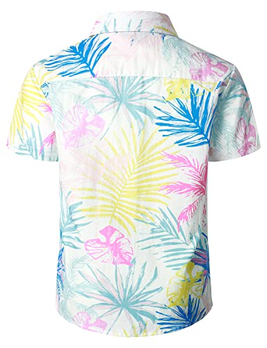 Jogal Boy's Hawaiian Shirt Short Sleeve Floral Button Down Beach Shirt Blue Multicolor 14 #TOP1