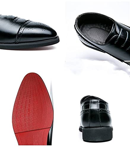 Single Season Dress Oxford for Men Lace Up Brogue Embossed Round Toe Microfiber Leather Anti-Slip Rubber Sole Block Heel Resistant Non Slip Prom Very Popular Among Young People4