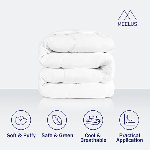 Meelus All Season Comforter Lightweight Cooling White, Soft Breathable Queen Size Summer Duvet Insert, Winter Warm Microfiber Down Alternative Quilt With Corner Tabs, 88X88 Inch #TOP1