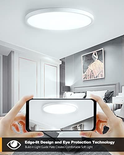 LED Ceiling Light 24W Round Bathroom Lamp Ceiling 2880lm 6500k Cold White Bathroom Lamp 30cm X 2.4cm IP44 Waterproof for Bathroom, Living Room, Hallway, Bedroom, Basement, Balcony, Kitchen