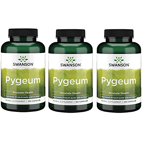 Swanson Pygeum Prostate Support Urinary Tract Health Men Herbal Supplement 100 mg Pygeum Extract (6.5% phytosterols) with 400 mg Powdered Bark 120 Capsules (3 Pack)