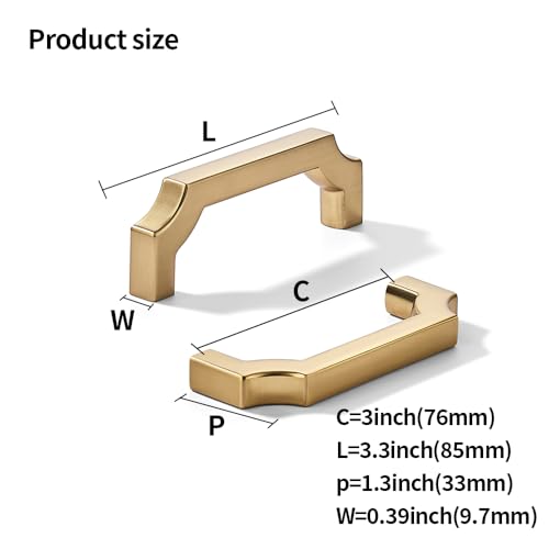 khtumeware 10-Pack 3 Inch Square Brushed Brass Cabinet Pulls, Solid Satin Brass Zinc Alloy Heavy-Duty Handles for Kitchen/Bathroom Cabinets, Drawers & Cupboards (3 Inch Center to Center) by khtumeware - Used condition - Image 2