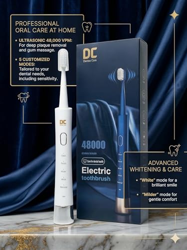 Image of Sonic Electric Toothbrush for Adults - Ultra-Power 48,000 Vibrations - 5 Precision Modes, 45-Day Battery Life & USB-C Fast Charging - Includes 3 Brush Heads & Travel Cap (Arctic Alabaster White)