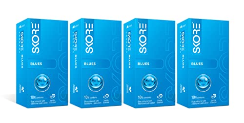 Image of Skore Blues Coloured Condoms - 10'S, Pack of 4