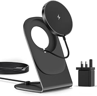 CAVN Magnetic Wireless Charger, 20W Fast Wireless Charging Station Compatible with Magsafe iPhone 14/14 Pro/13/13 Pro/13 Pro Max/13 mini/iPhone 12/12 Pro/Airpods 3 with UK Plug