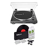 Audio-Technica AT-LP60X Fully Automatic Belt-Drive Stereo Turntable (Black) Bundle with Vinyl Record Cleaning Kit