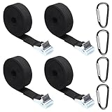 HONRIGO 4 PCS Adjustable Ratchet Tie Down Straps 5m × 25mm Heavy Duty Lashing Straps with 4 Carabiners & Quick‑Release Cam Buckles — for Trucks, Motorcycles, Vans, Trailers, Luggage - Image 1