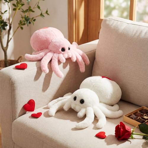 Soulchen White Pink 2 Pack Jumping Spider Plush Stuffed Animal Toy