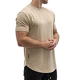Sixlab Round Tech Herren Oversize T-Shirt Muscle Basic Gym Fitness Shirt (Sand, XXL)