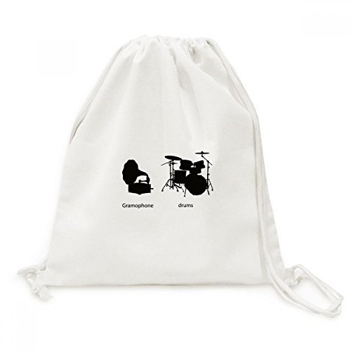 Sac cordon motif musique tambour en toile pour ranger vos affaires