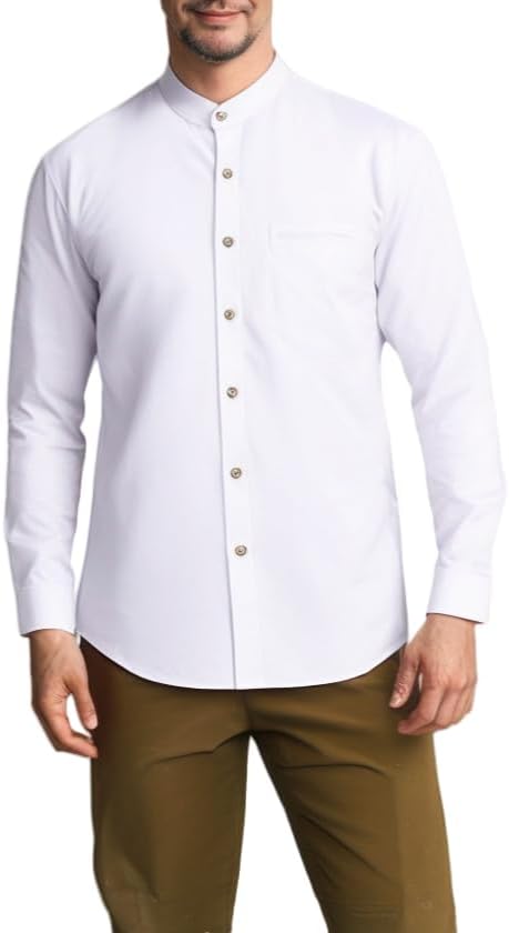 Men's Hipster Patchwork Design Long Sleeve Mandarin Collar Shirts Business Shirts